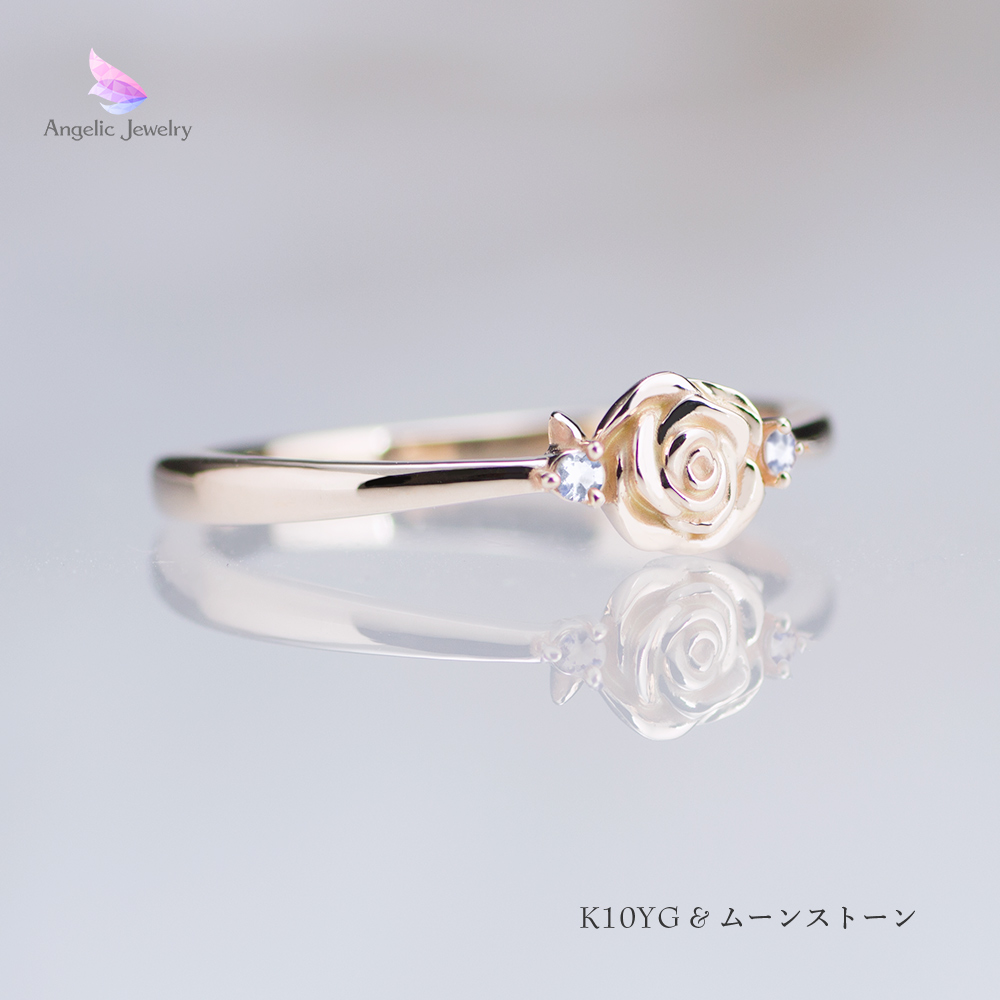 きらめく誕生花と選べる誕生石シリーズ -薔薇リング- Angelic Jewelry