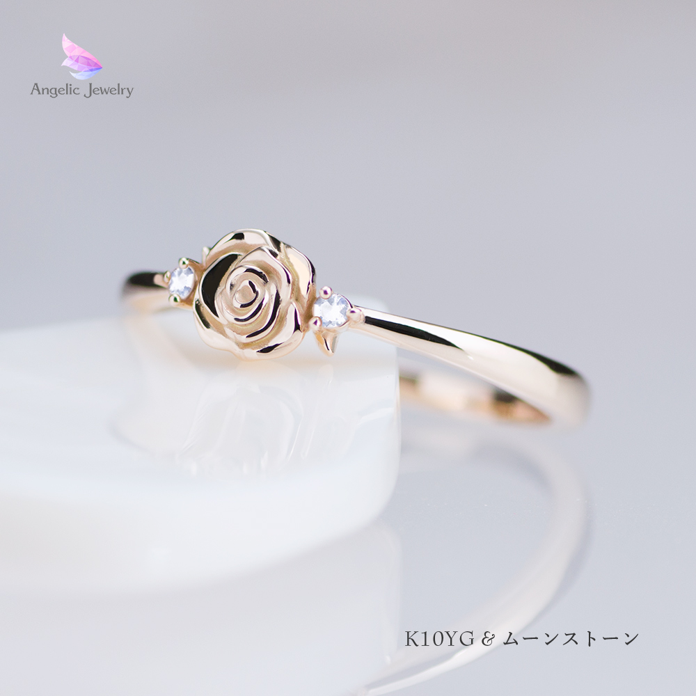 きらめく誕生花と選べる誕生石シリーズ -薔薇リング- Angelic Jewelry