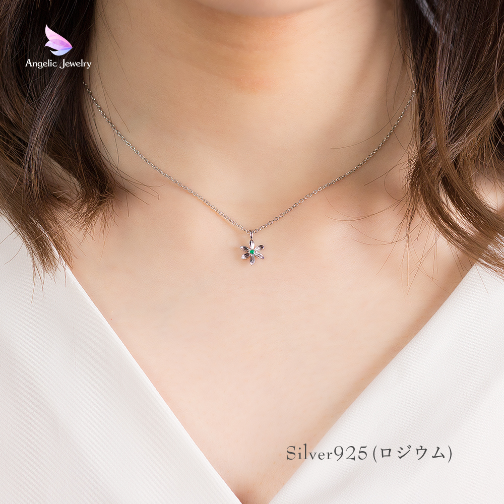 きらめく誕生花と選べる誕生石シリーズ -クレマチスネックレス- Angelic Jewelry