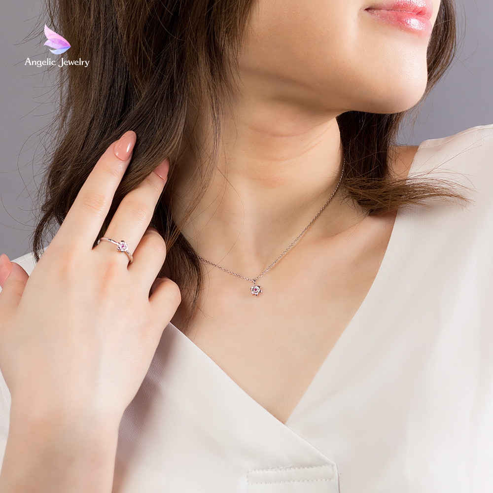 きらめく誕生花と選べる誕生石シリーズ -百合ネックレス- Angelic Jewelry