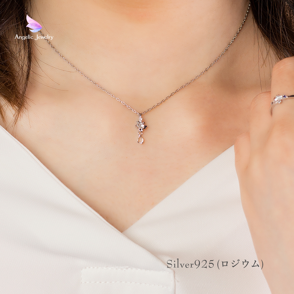 きらめく誕生花と選べる誕生石シリーズ -桜ネックレス- Angelic Jewelry