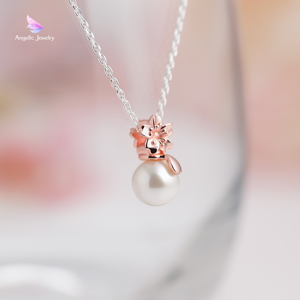 桜とパールのネックレス - Angelic Jewelry
