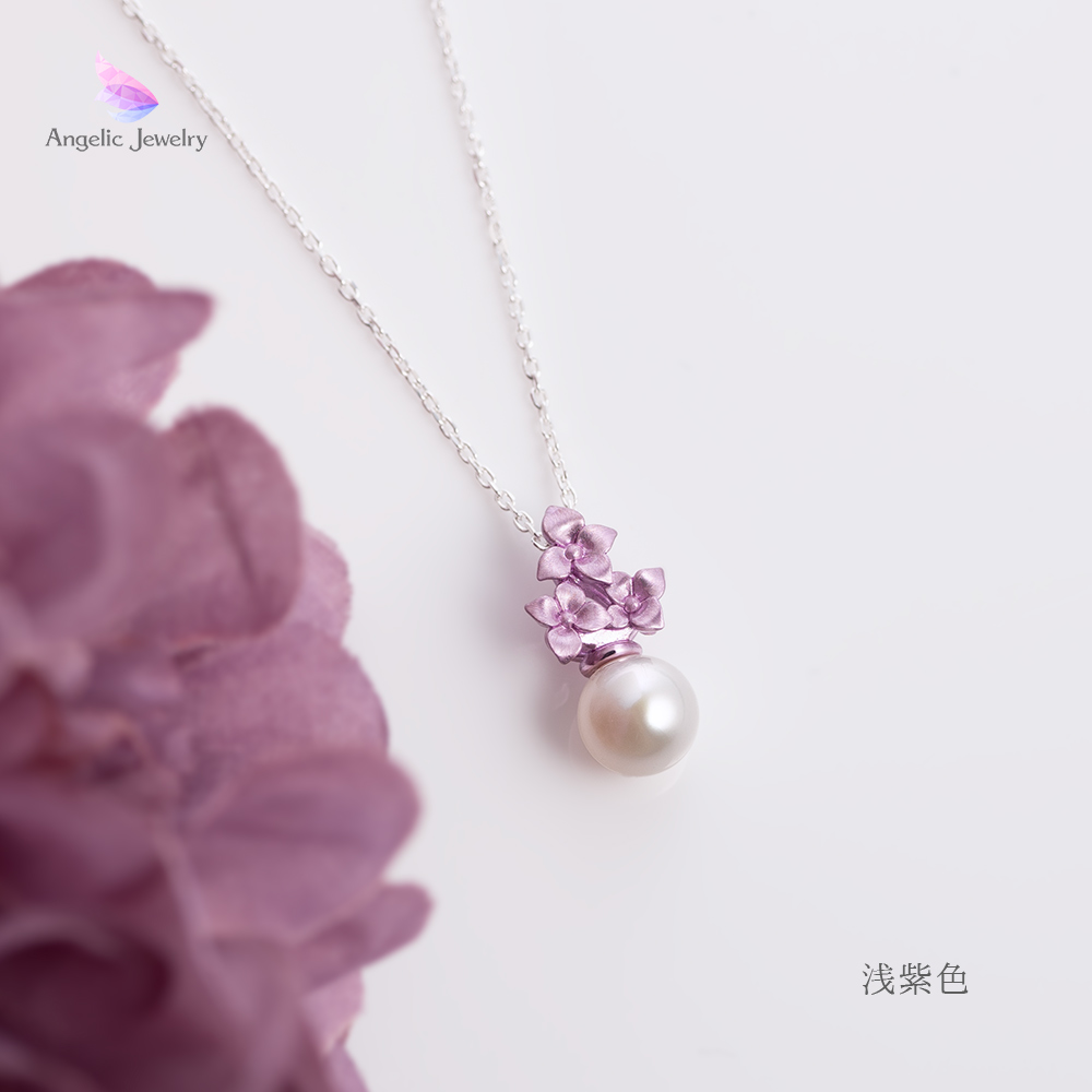 紫陽花とパールのネックレス - Angelic Jewelry